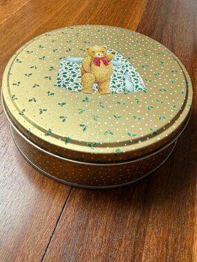 Vintage Department 56 Holly Bears Christmas Metal Tin